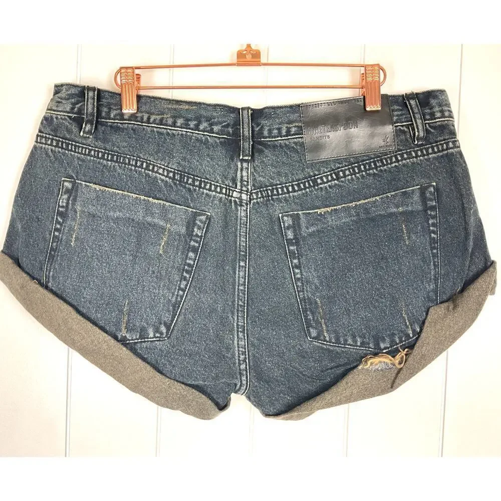 One Teaspoon Black Fox Bandit Dark‎ Wash Denim Shorts NWT Size 31